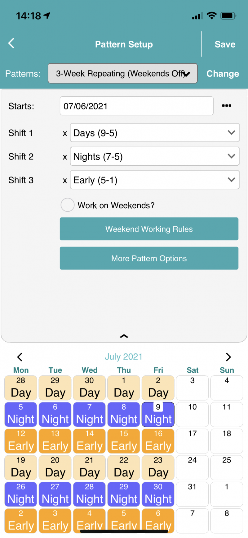 3 Week Repeating Shift Pattern - MyShiftPlanner